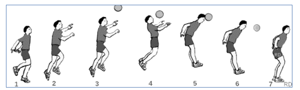 Person wirft einen Ball in mehreren Bewegungsphasen.